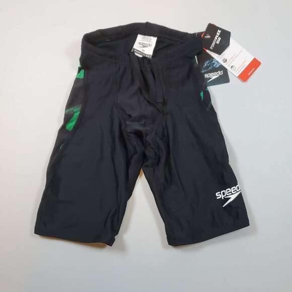 Speedo PowerFLEX Eco Swim Shorts Trunks Drawstring Size 22 Mens NWT Black - Picture 1 of 13